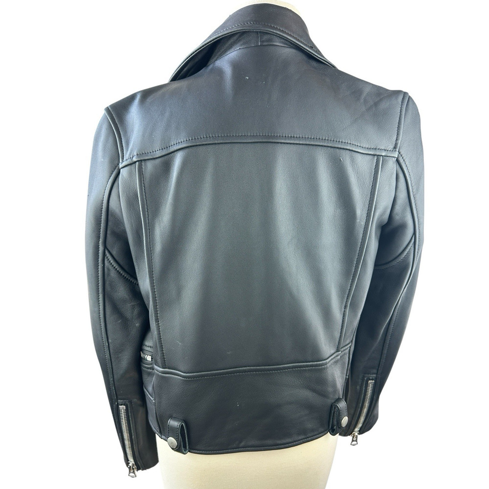 *Damaged Acne Studios Leather Biker Moto Mock Jacket Black Women’s Size 36 *Flaw - Picture 13 of 16
